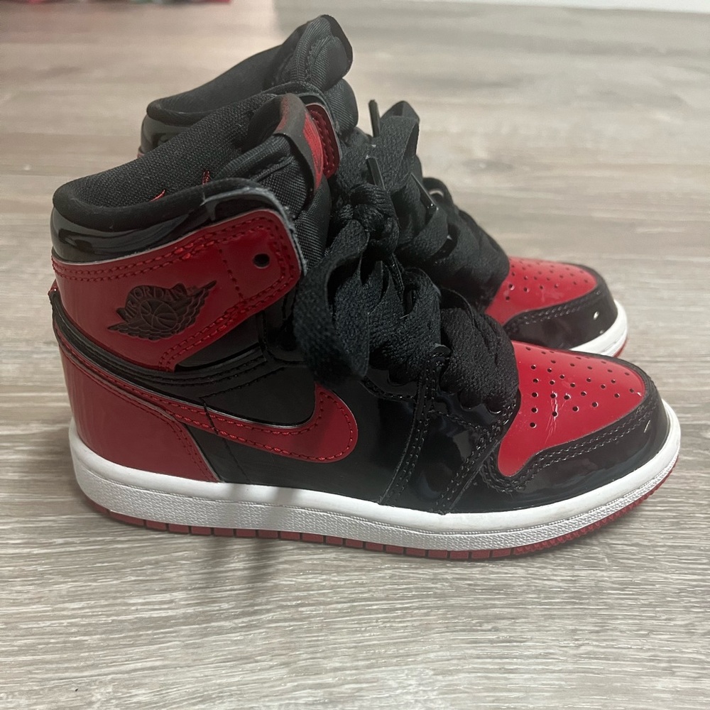 Jordan 1s in Red and Black patten leather